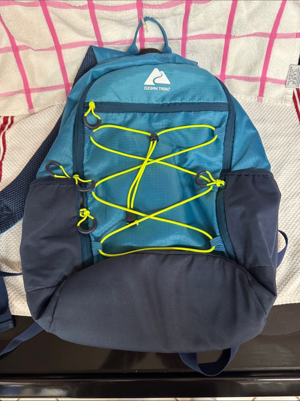 Ozark Trail Fjord Blue and Neon Yellow Men's Outdoor Backpack 20.5 Liter Unisex
